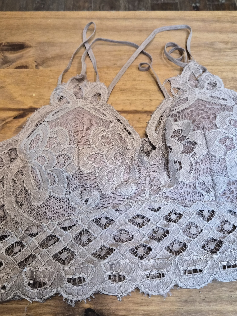 Anemone Lace Bralette in Taupe Gray